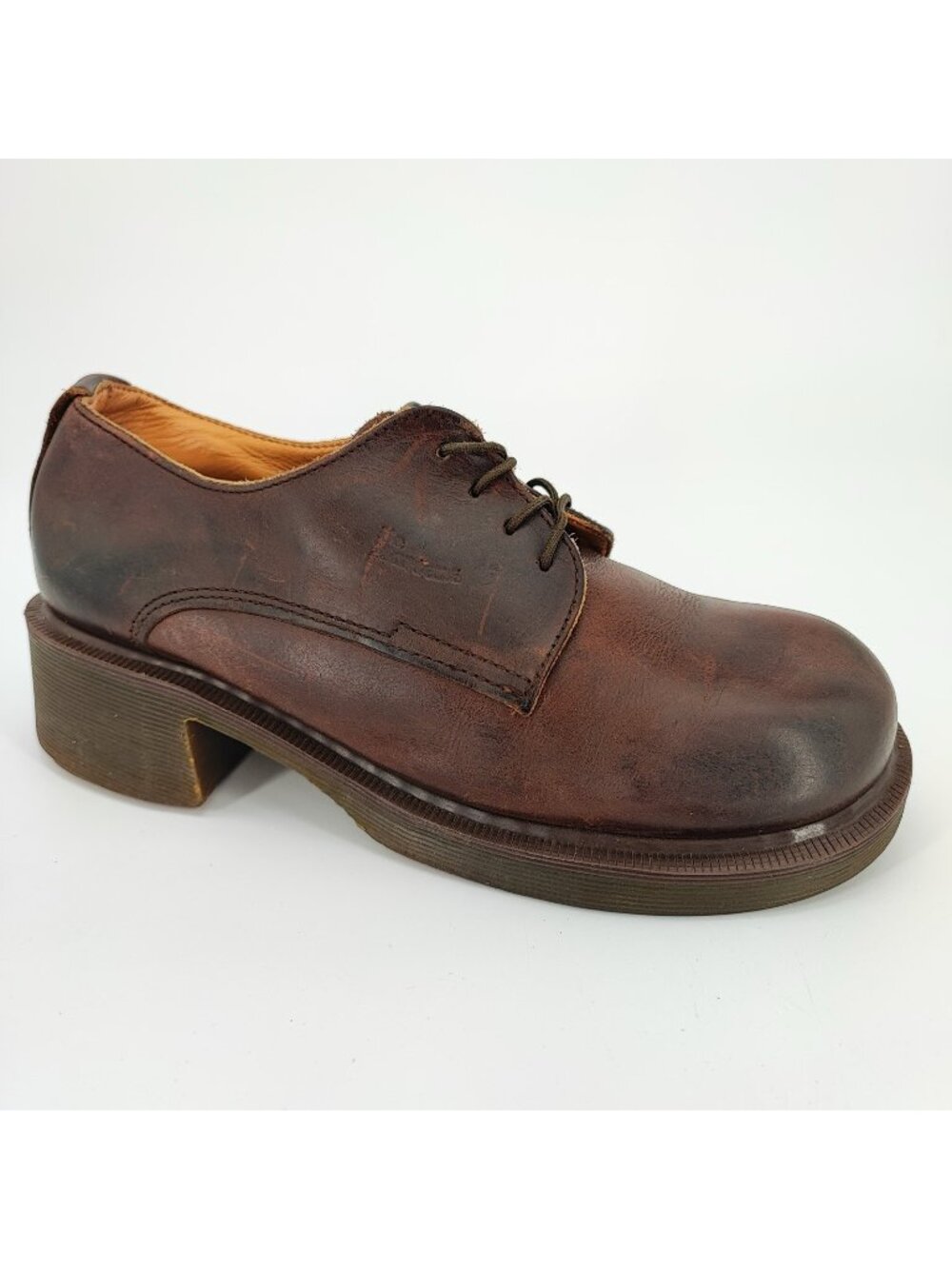 Dr. Martens Y2K Women's Size 8B US Leather Brown Block Heel Shoes Casual SM8461